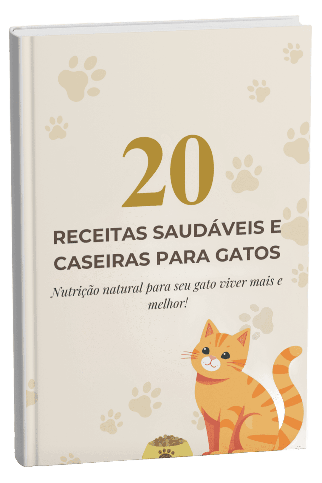 Mockup do e-book 20 Receitas Caseiras Balanceadas para Gatos